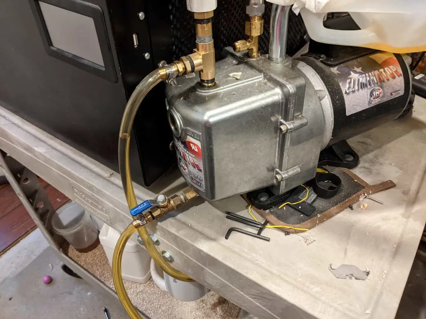 An image of freeze-dryer vacuum pump at Starr family's house.